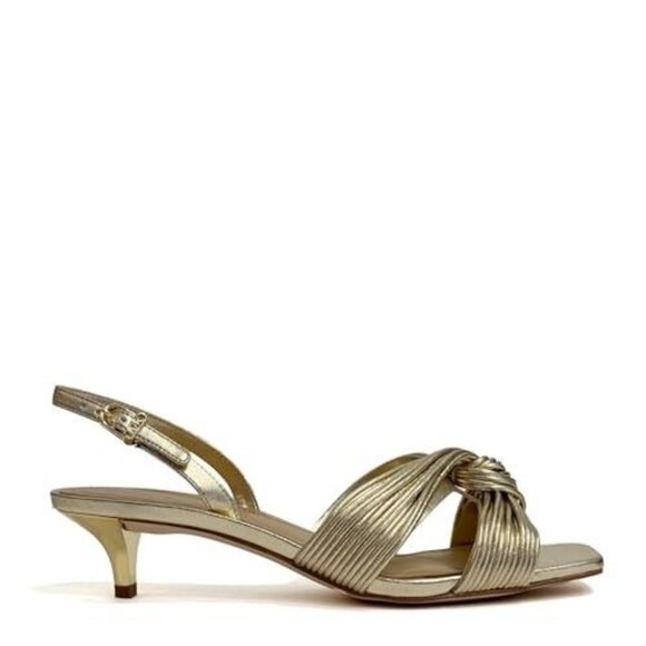 MICHAEL Michael Kors Womens Alessia Kitten Heel Sandals Pale Gold Size 7 NIB - Picture 1 of 5